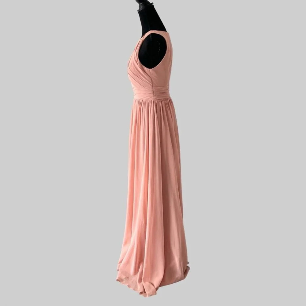 AZAZIE HARPER Flowy  Pleated Chiffon Floor-Length Dress Rosette - Picture 3 of 16
